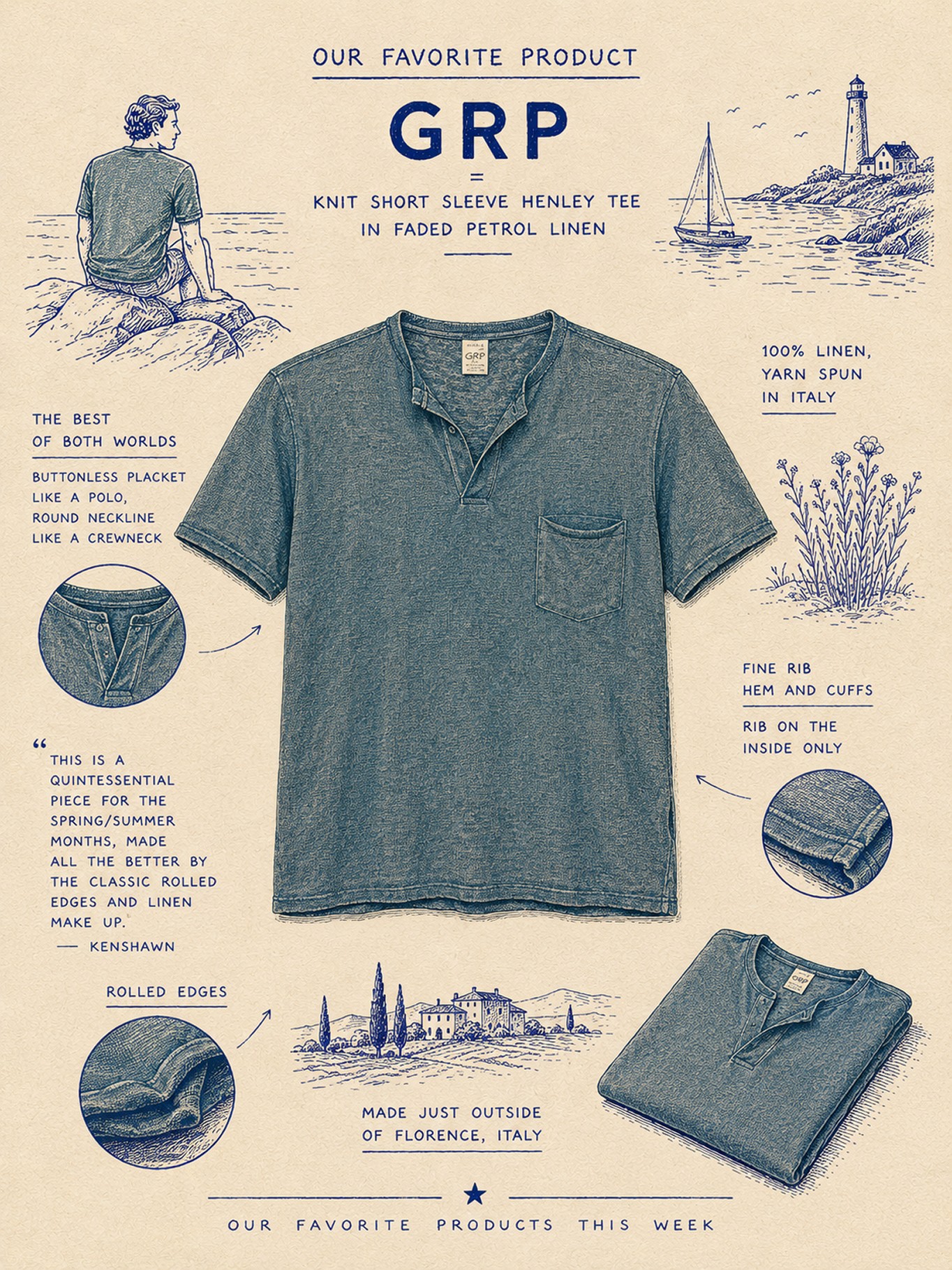 GRP henley tee product layout